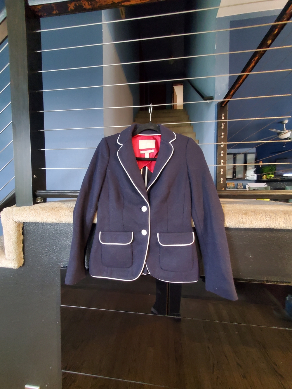 Banana Republic Navy Blazer with White Piping and Red Lining